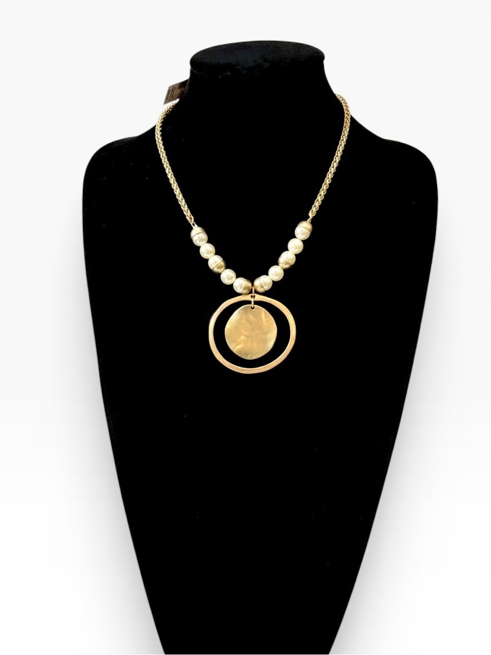 Chico’s Gold Pendant & Faux Pearl Statement Necklace | NWT - Picture 2 of 6